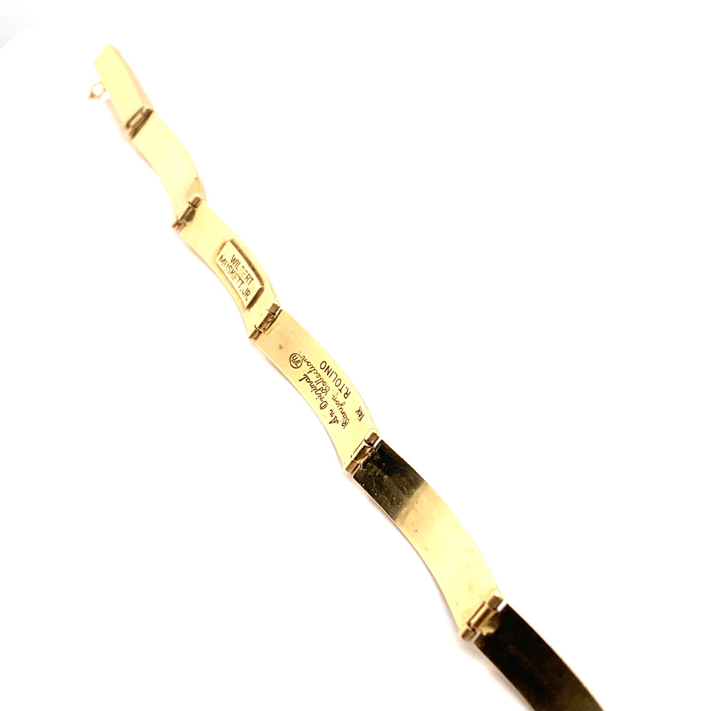 Rick Tolino/Wilbert Muskett Navajo Opal Inlay Panel Bracelet in 14K Gold