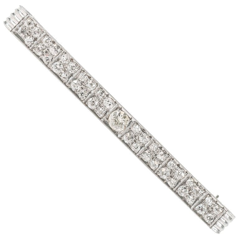 1920s Platinum, 14K White Gold & Diamond Bar Pin – The Verma Group