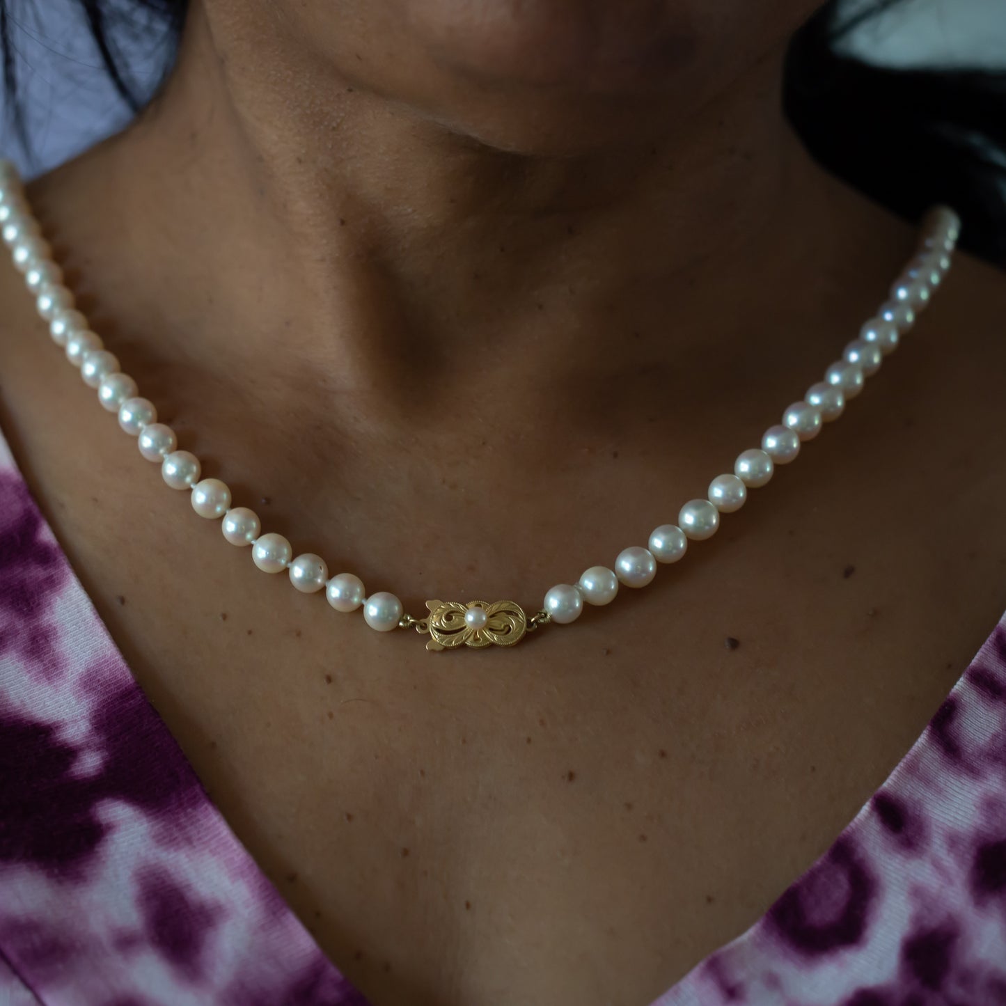 Mikimoto Pearl Strand Necklace with Diamond Rondelles