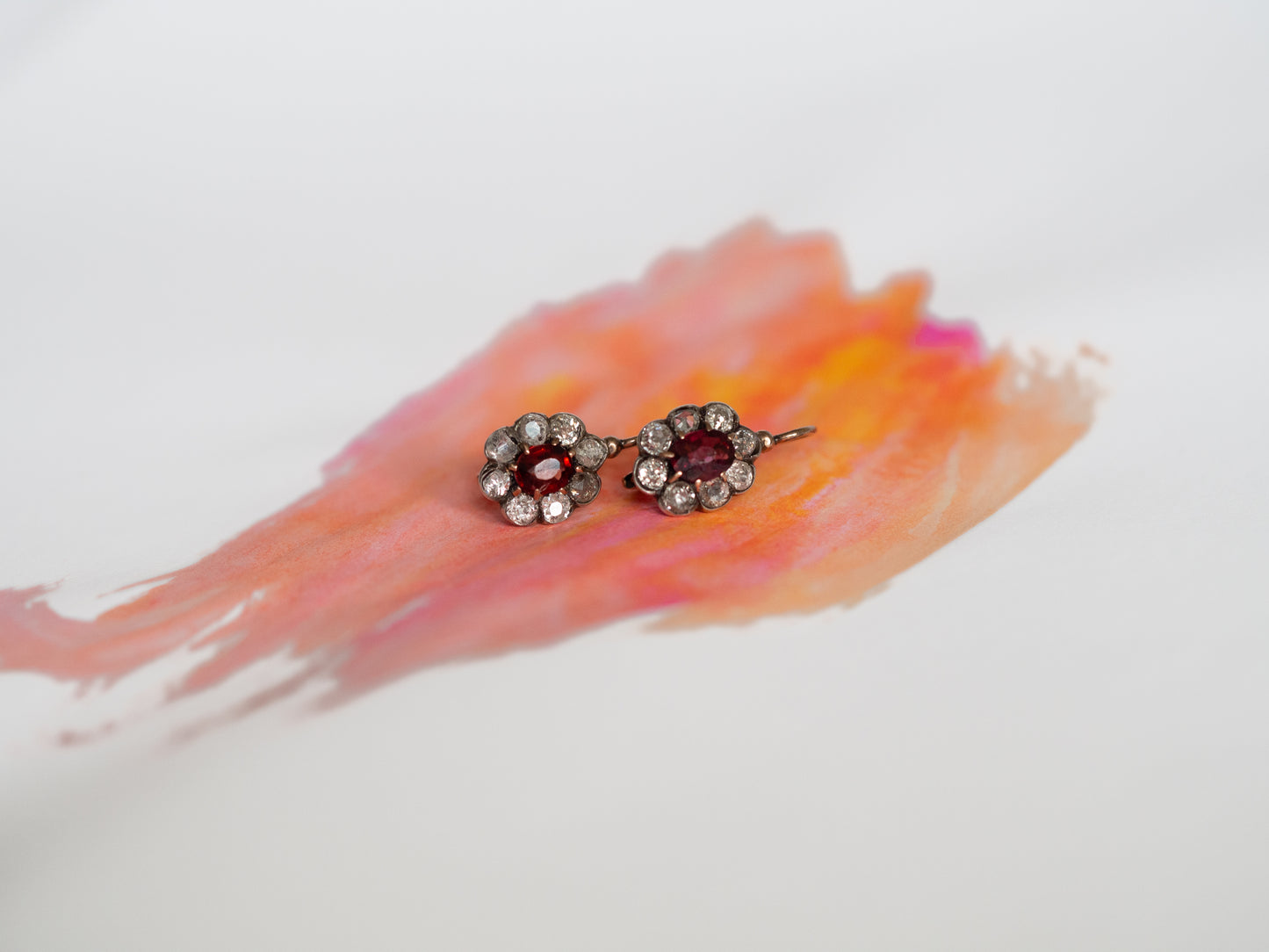 .50 Carat Total Weight Garnet Rose Gold Earrings
