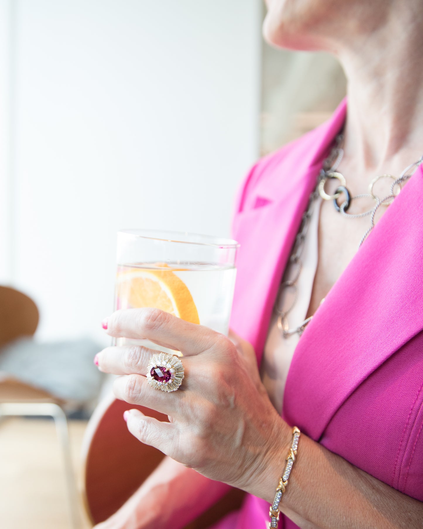 Diamond, Platinum & 18k Gold Link Tennis Bracelet