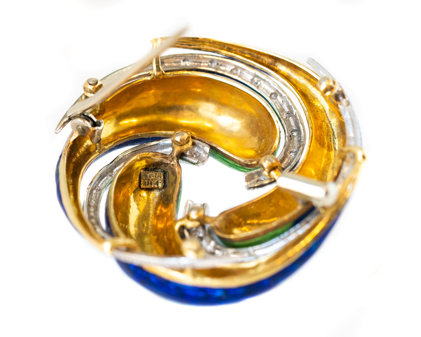 18k Yellow Gold Enamel Brooch