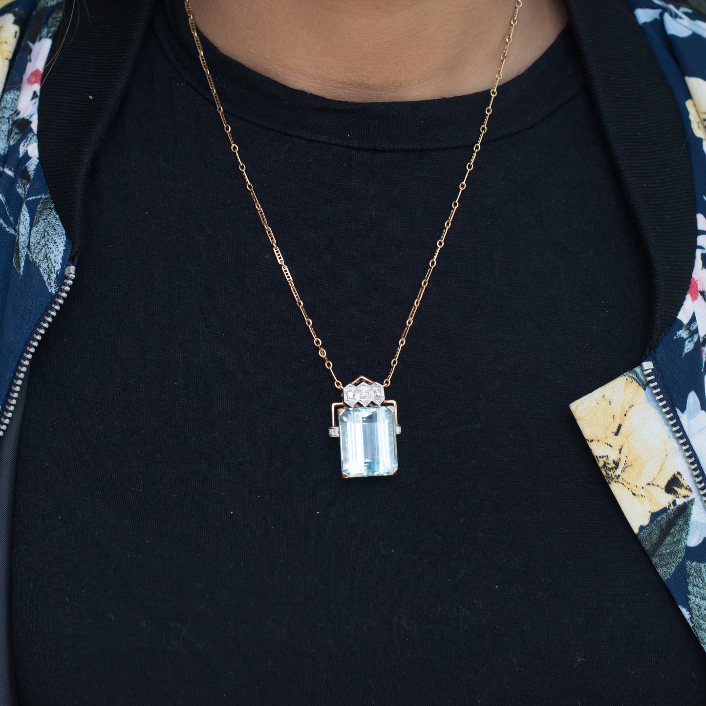 Aquamarine 14k Rose Gold Necklace