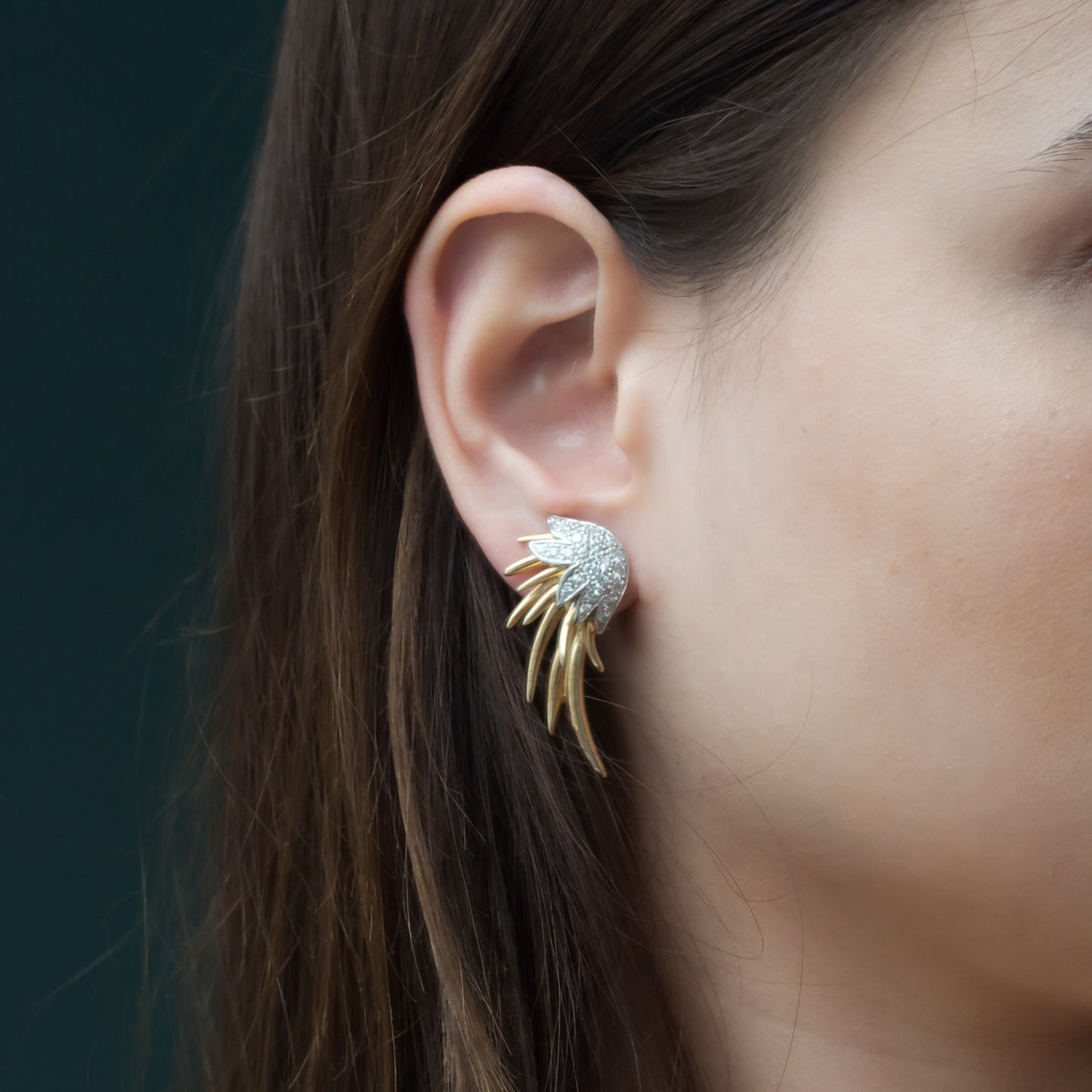 Diamond White and Yellow Gold Earrings