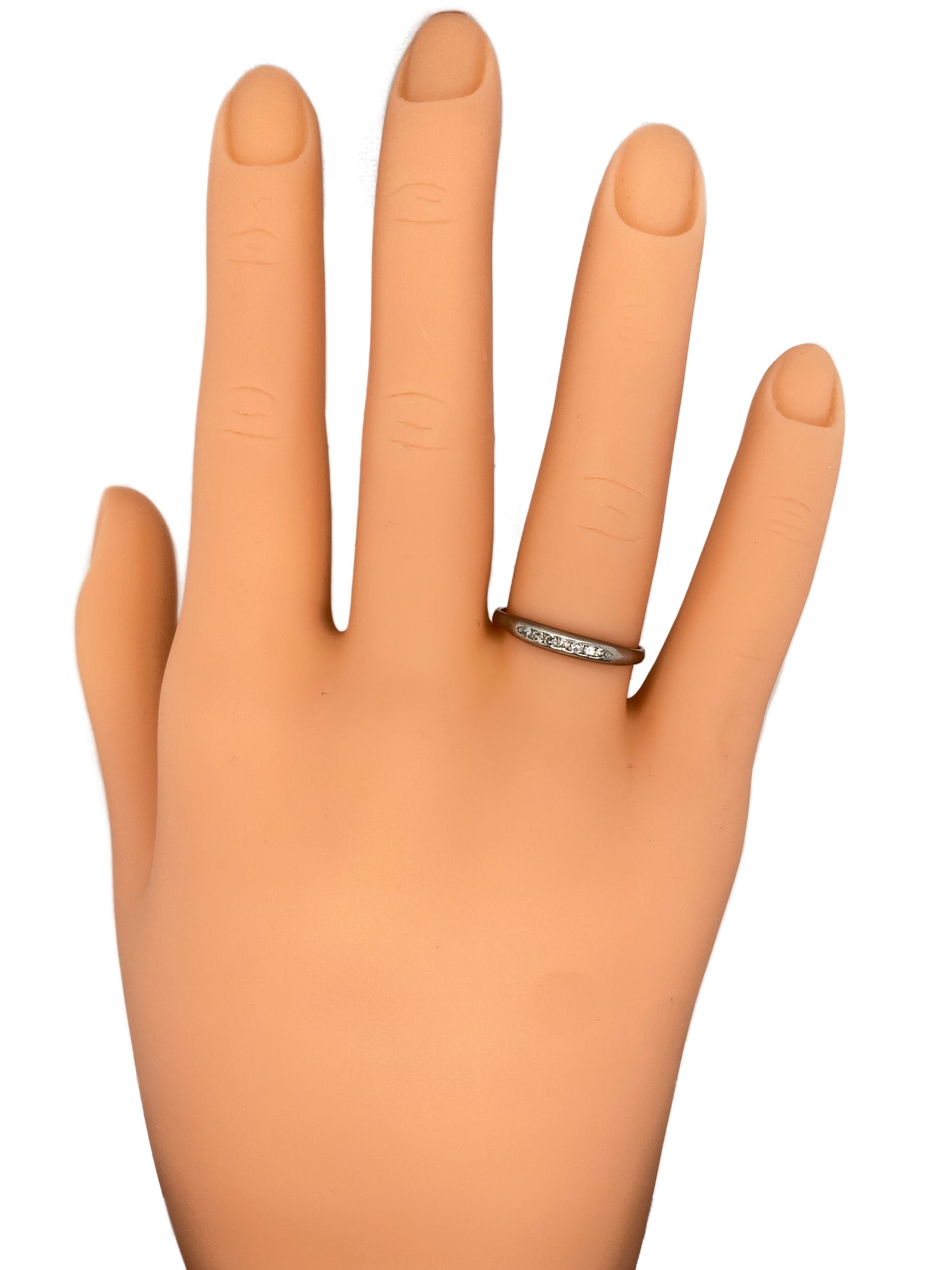 Circa 1920s 0.08 Carat Diamond Anniversary Band in 18K White Gold