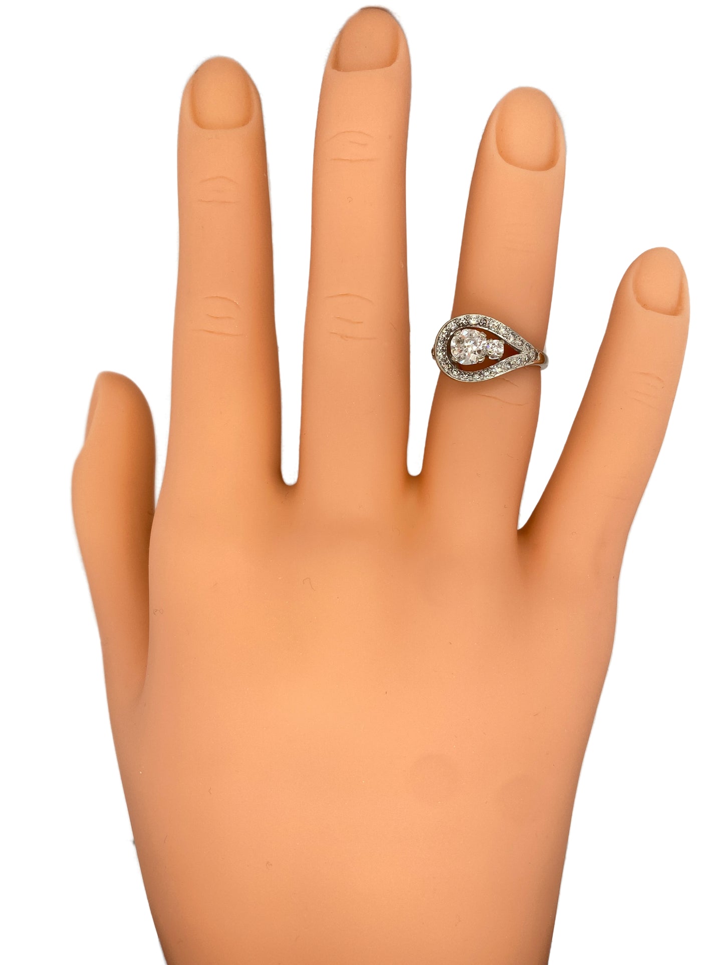 Circa 1920s 0.80 Carat Diamond Loop Ring in 14K White Gold and Platinum