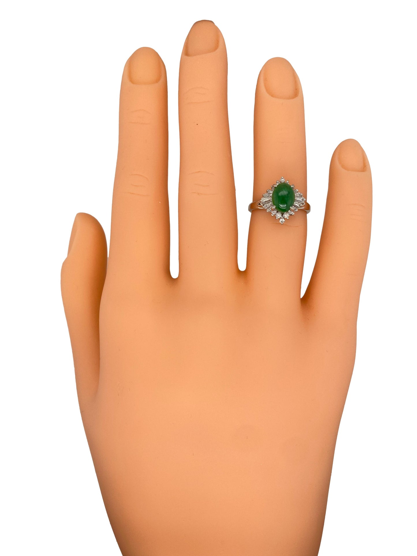 Circa 2000s 1.50ct GIA Natural Jade and Diamond Ring in Platinum