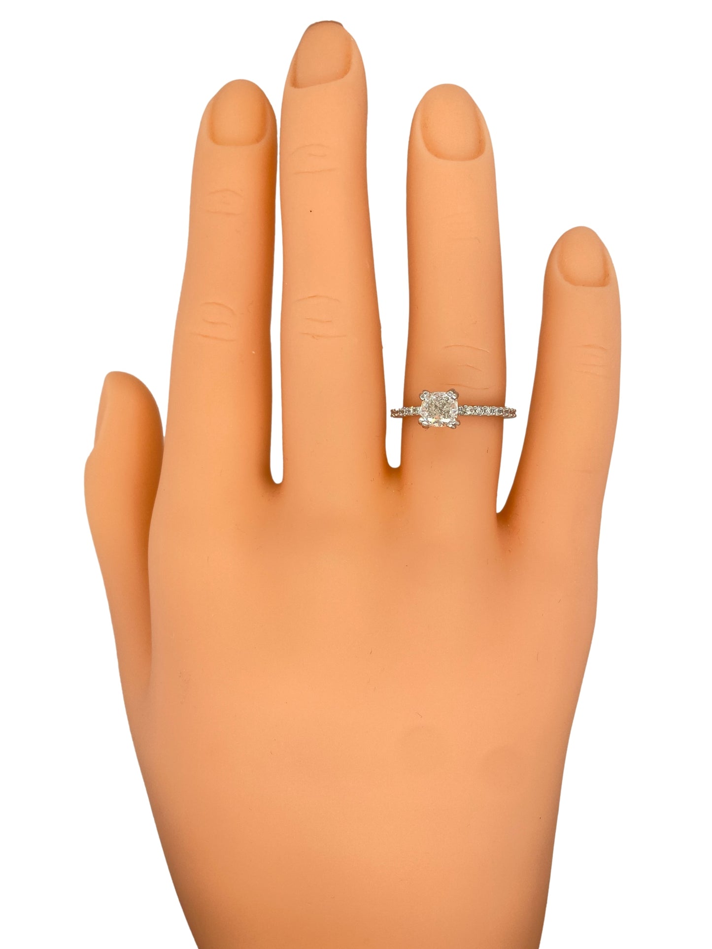 Circa 2000s 1.0ct Cushion Cut Diamond Engagement Ring in 14K White Gold
