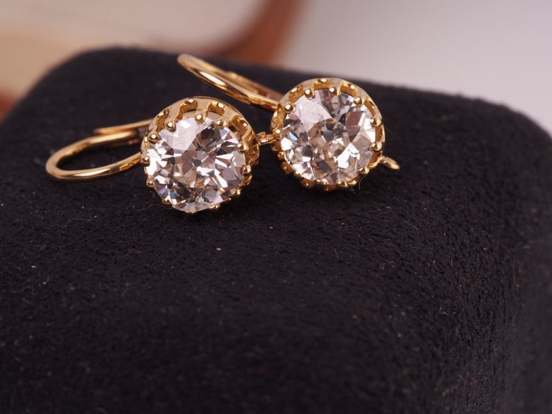 2.02cttw GIA Certified Old Mine Cushion Cut Diamond Drop Earrings - ATL#399