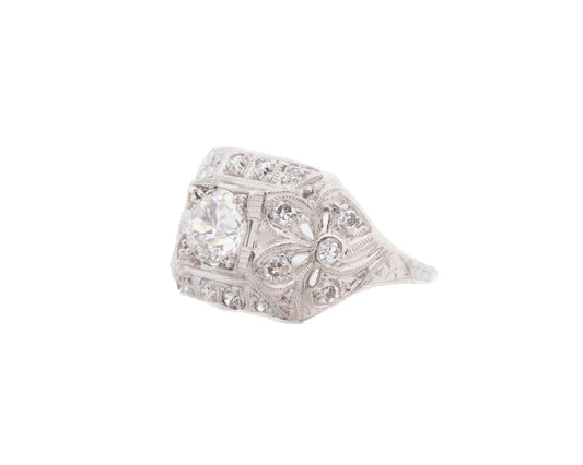 Circa 1930s Platinum .69ct Old European Brilliant Diamond Engagement Ring