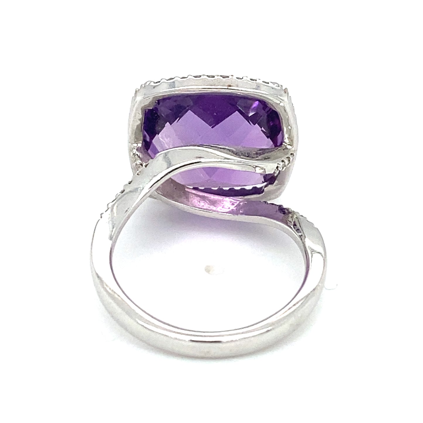 Circa 2000s 8.0ct Amethyst and Diamond Cocktail Ring in 14K White Gold