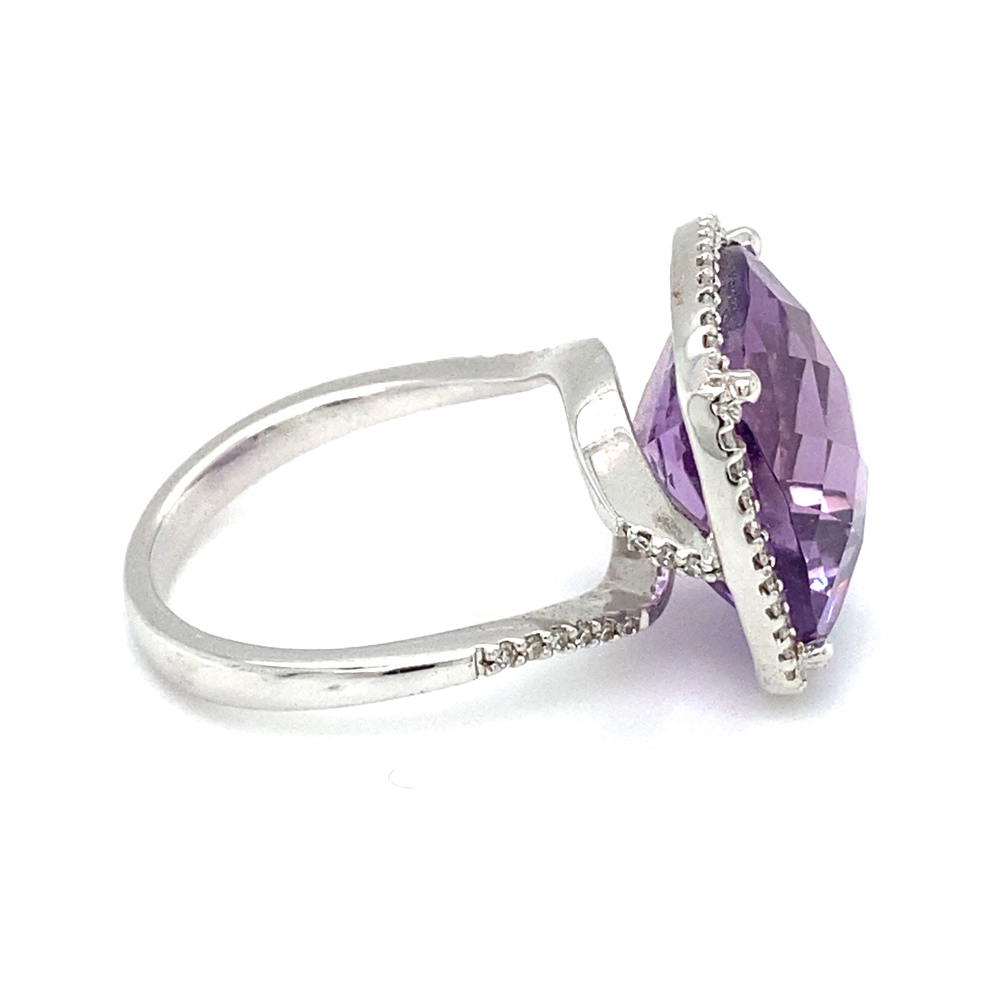 Circa 2000s 8.0ct Amethyst and Diamond Cocktail Ring in 14K White Gold