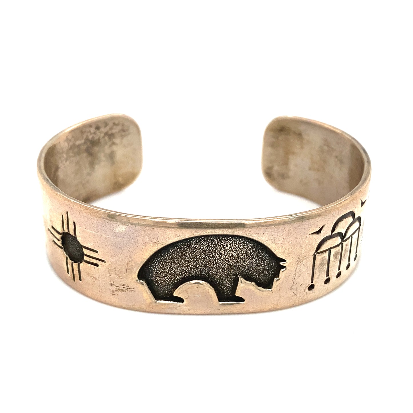 Neal Paquin Native American Bear Motif Cuff in Sterling Silver