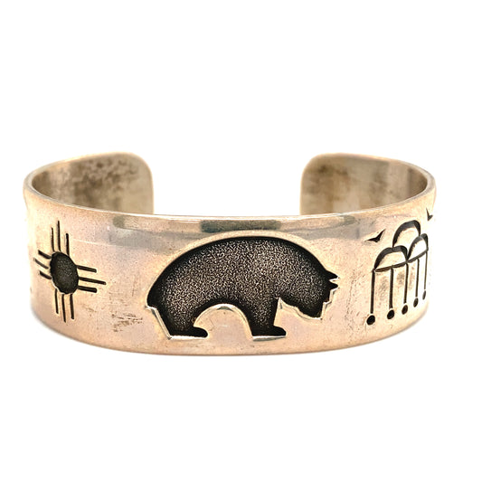 Neal Paquin Native American Bear Motif Cuff in Sterling Silver