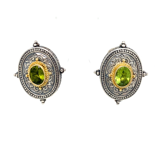 KONSTANTINO Oval Clip-on Earrings with Peridot in Sterling Silver/18K Gold