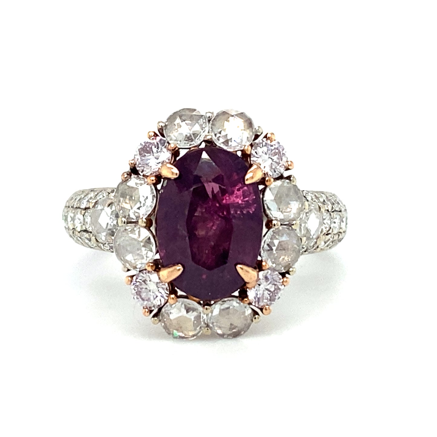 MODANI Oval Purple Sapphire and Diamond Cocktail Ring in 18K White Gold