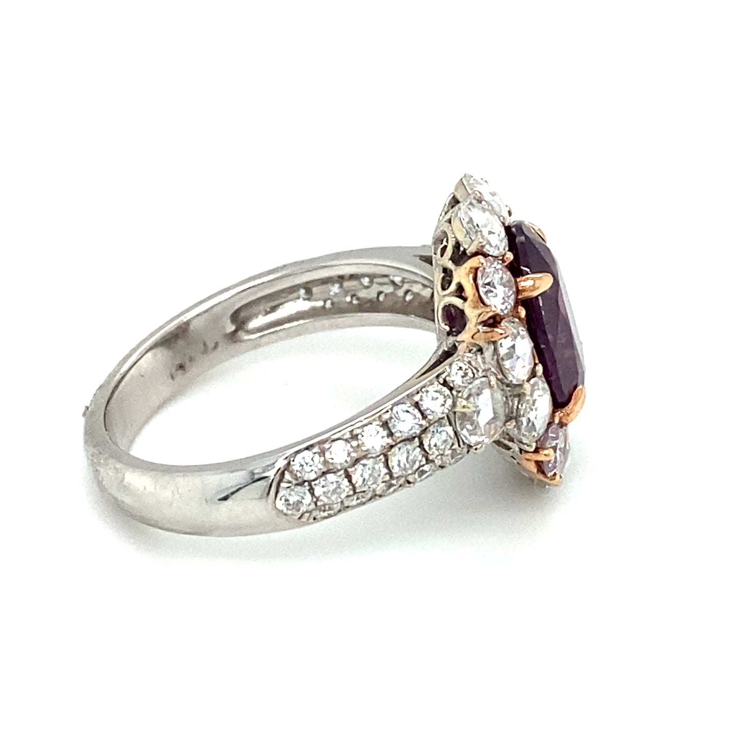 MODANI Oval Purple Sapphire and Diamond Cocktail Ring in 18K White Gold