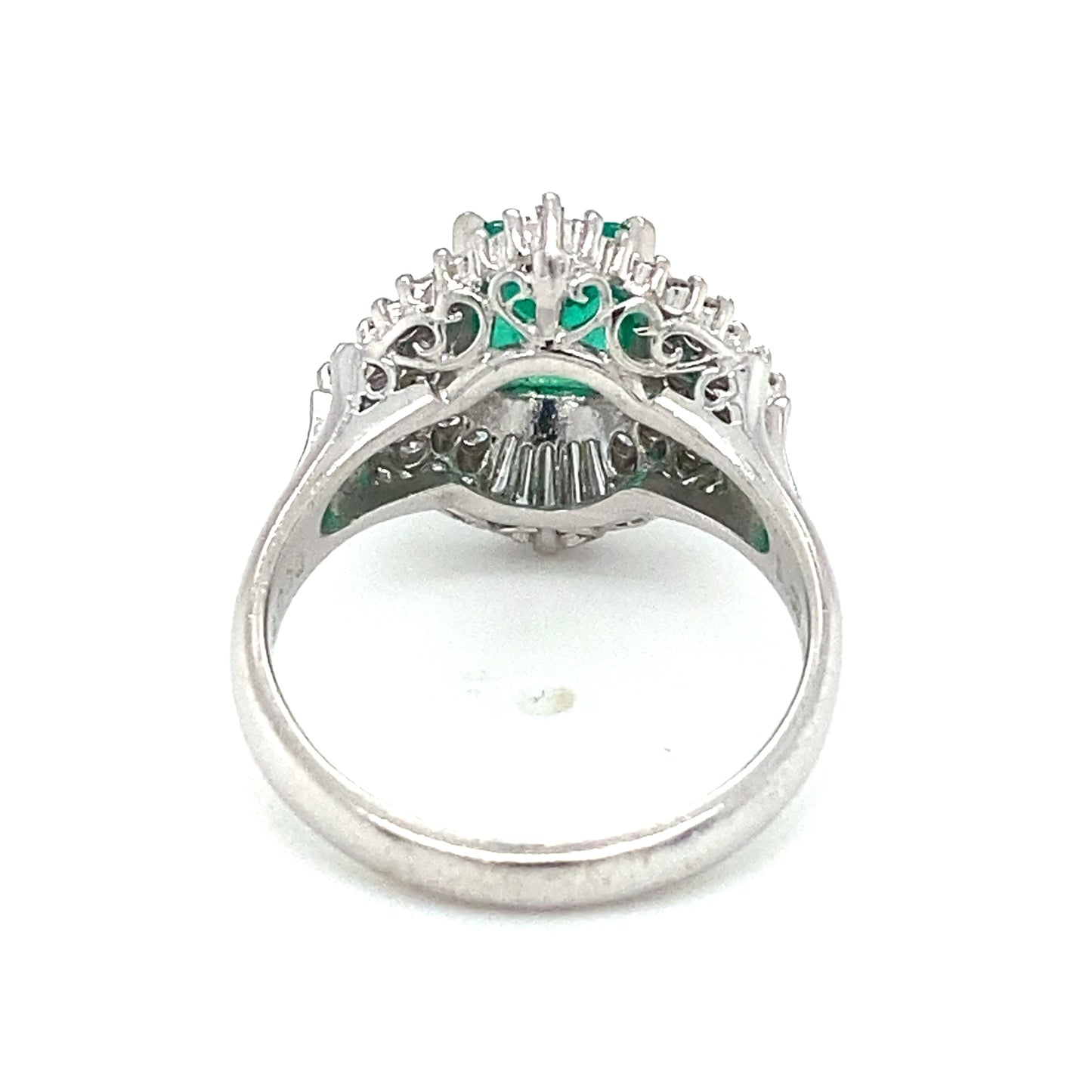 Circa 2000s 1.02ct Emerald and Diamond Cocktail Ring in Platinum