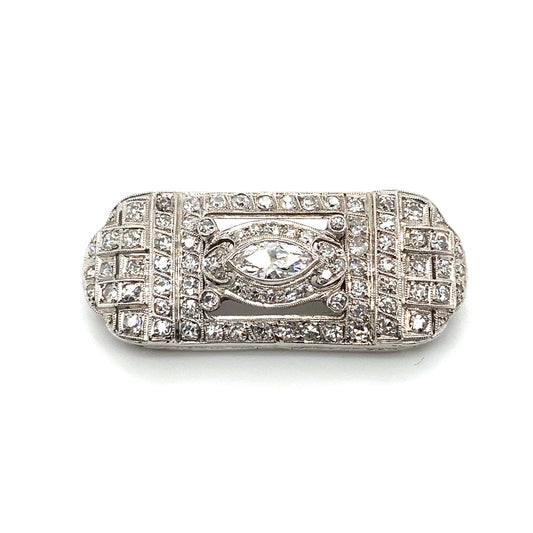 Circa 1920s Art Deco 2.0 CTW Diamond Brooch in Platinum