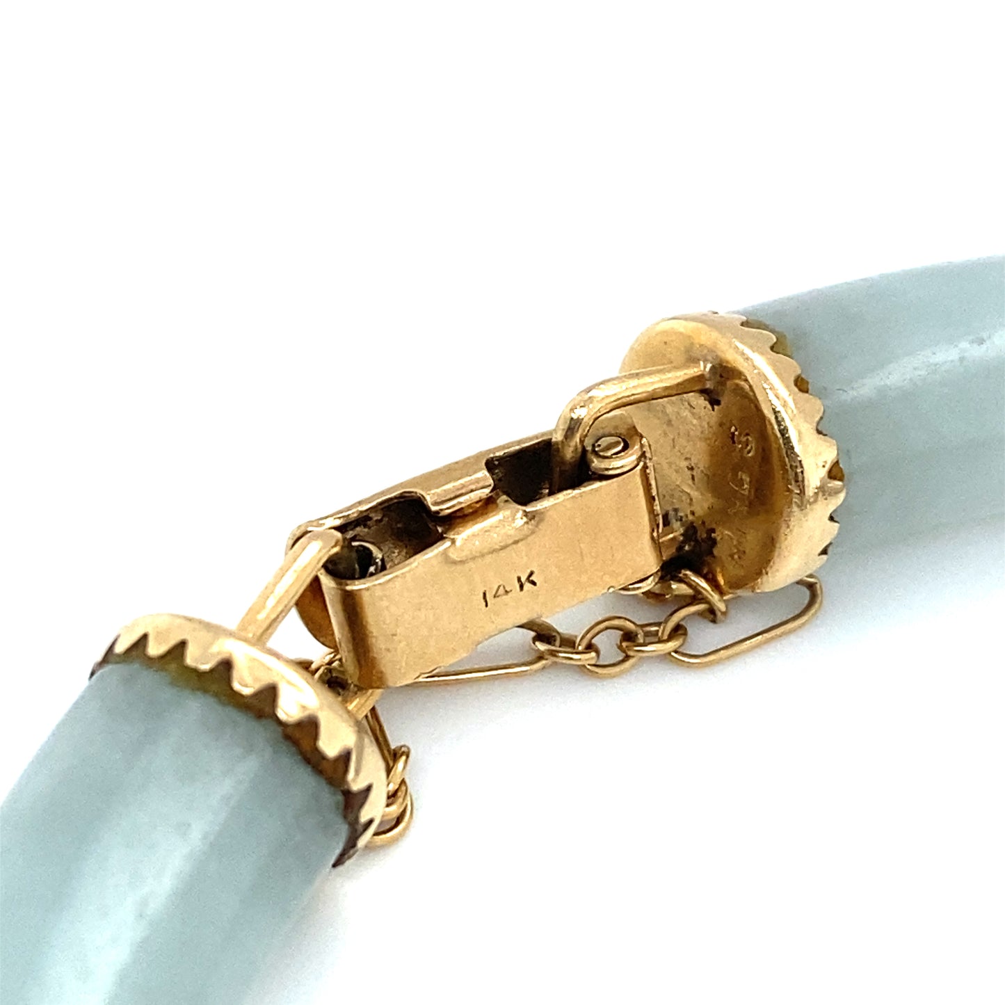 Circa 1980s Chinese White Jade Bar Link Bracelet in 14K Gold