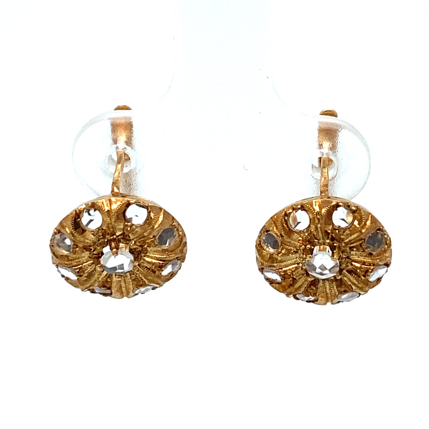 Circa 1930s Lever Back Rose Cut Diamond Dangle Earrings in 14K Gold