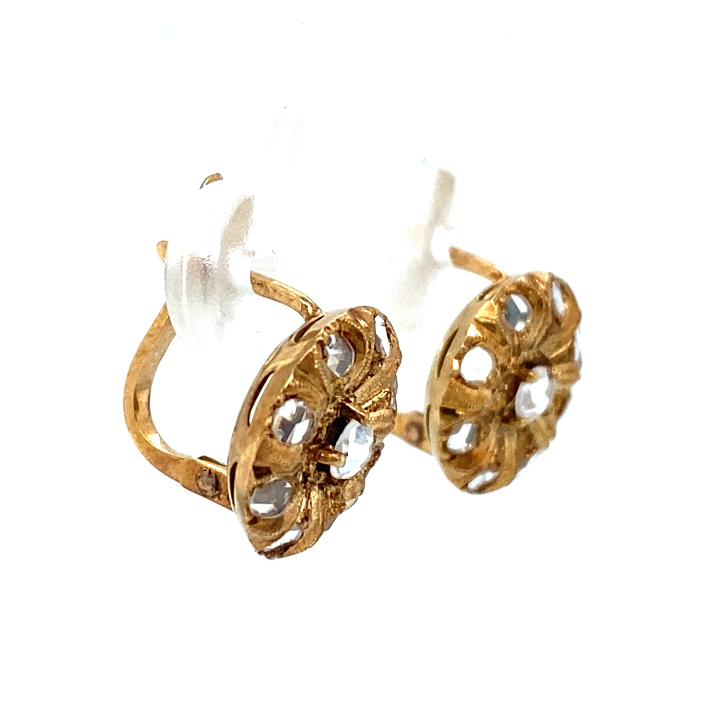 Circa 1930s Lever Back Rose Cut Diamond Dangle Earrings in 14K Gold