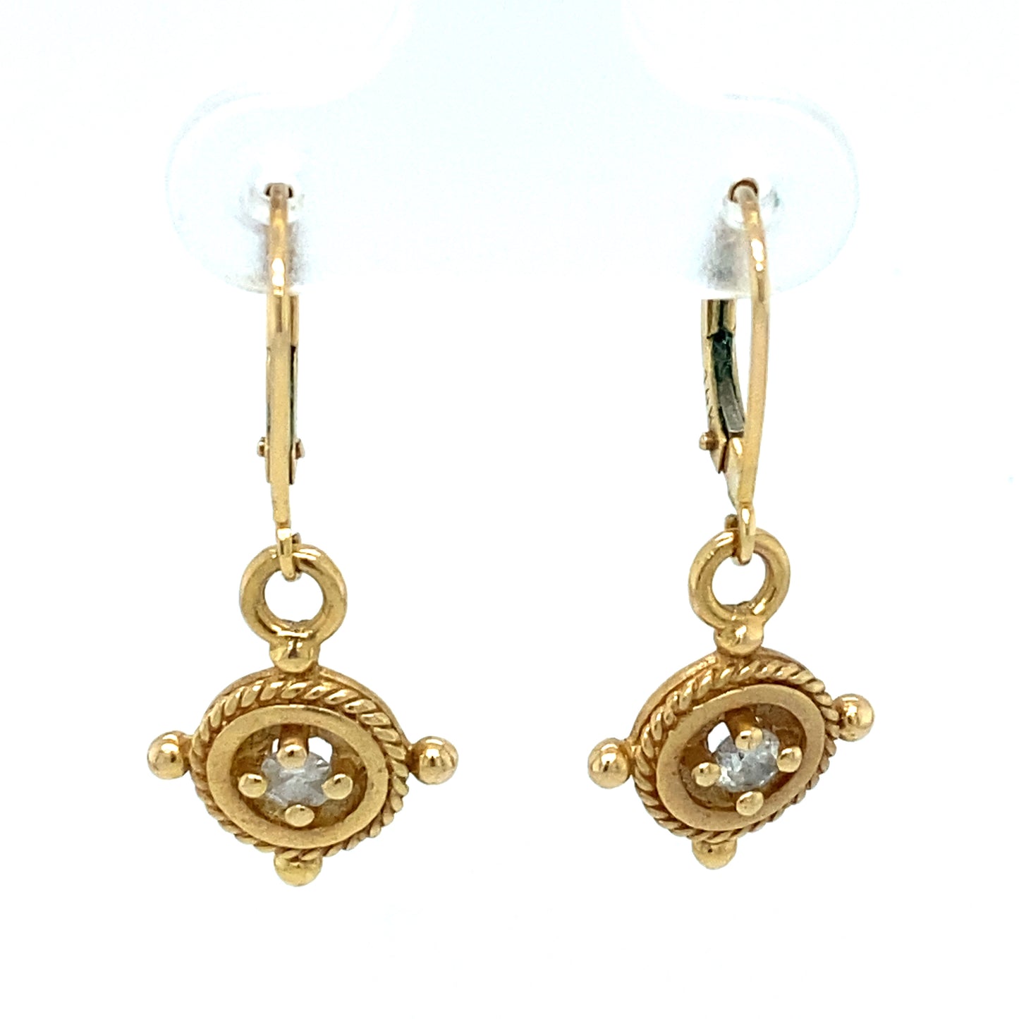 Circa 2000s Diamond Charm Dangle Earrings in 14K Gold