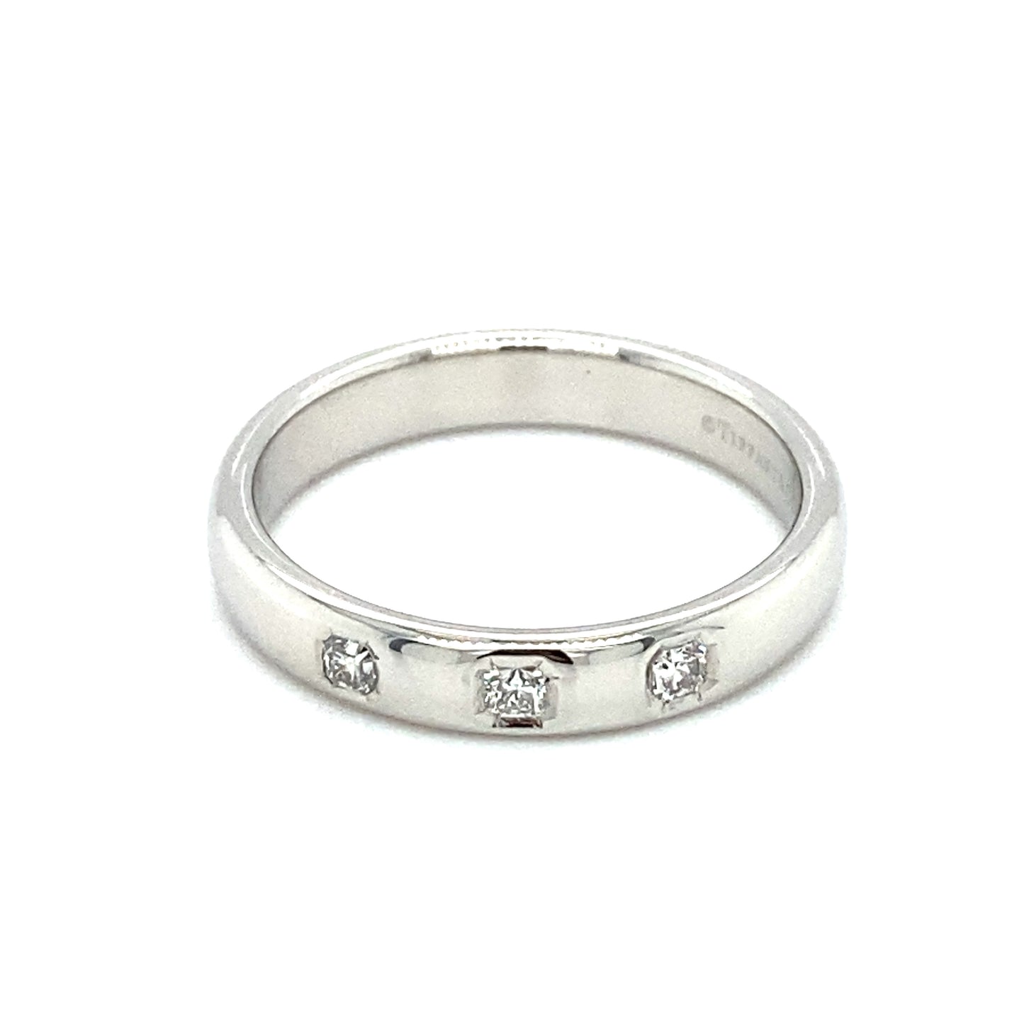 TIFFANY & CO. Lucida Mens' Three Stone Wedding Band in Platinum