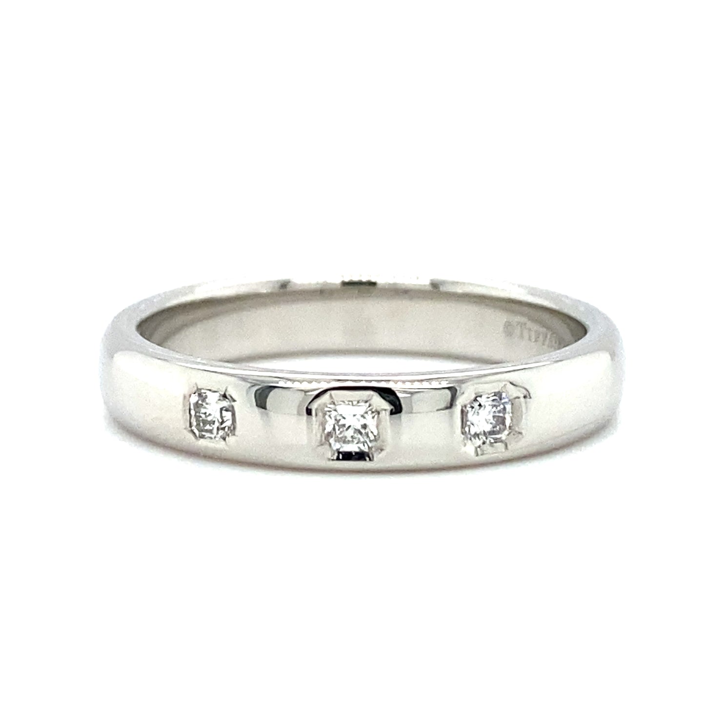 TIFFANY & CO. Lucida Mens' Three Stone Wedding Band in Platinum