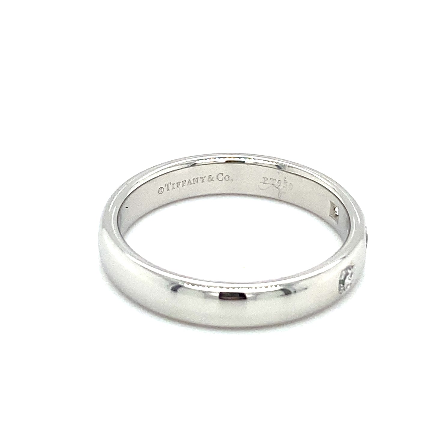 TIFFANY & CO. Lucida Mens' Three Stone Wedding Band in Platinum