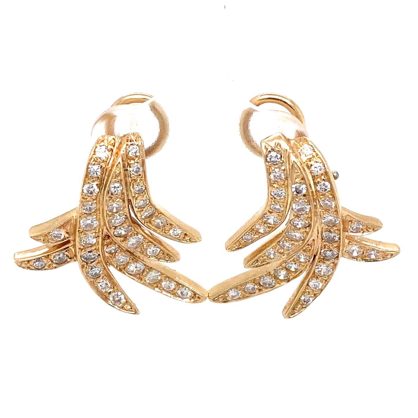 Enrique Pascual Diamond Feather Earrings in 14K Gold