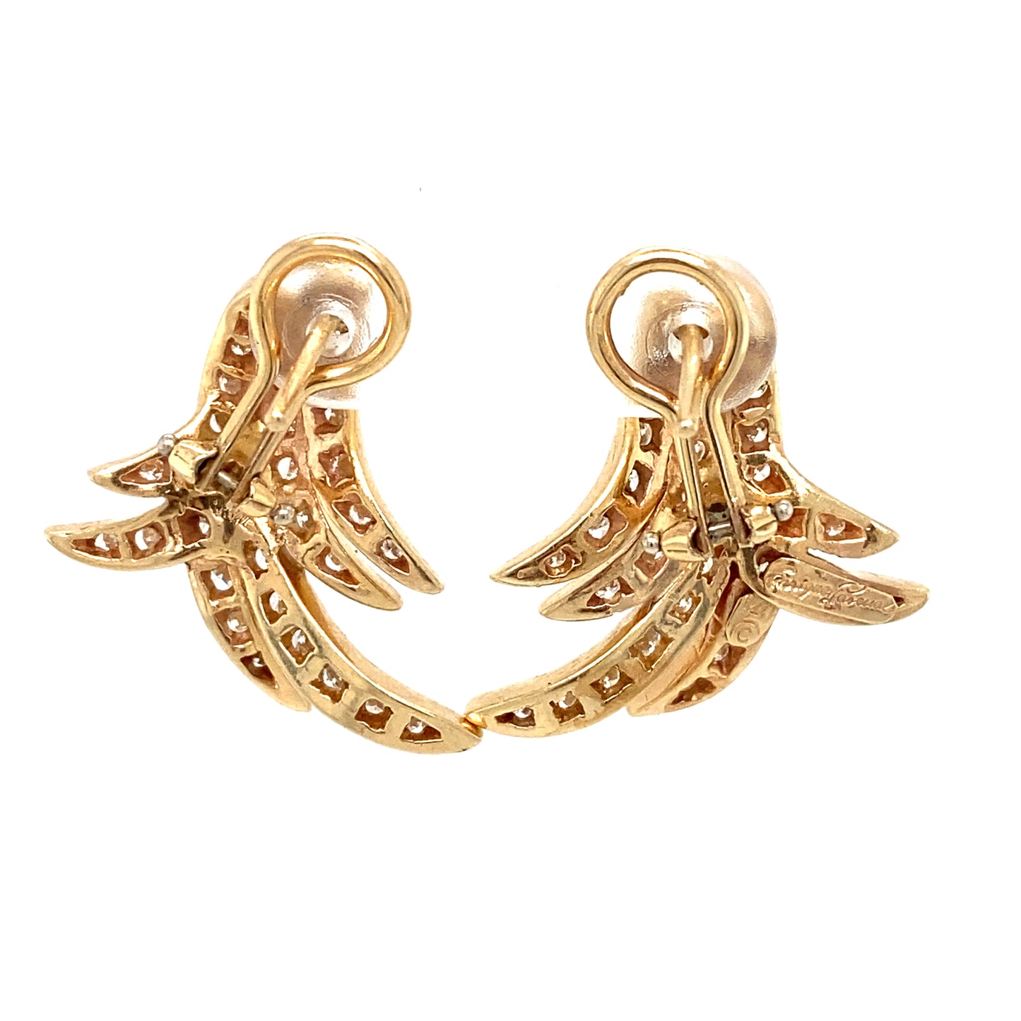 Enrique Pascual Diamond Feather Earrings in 14K Gold