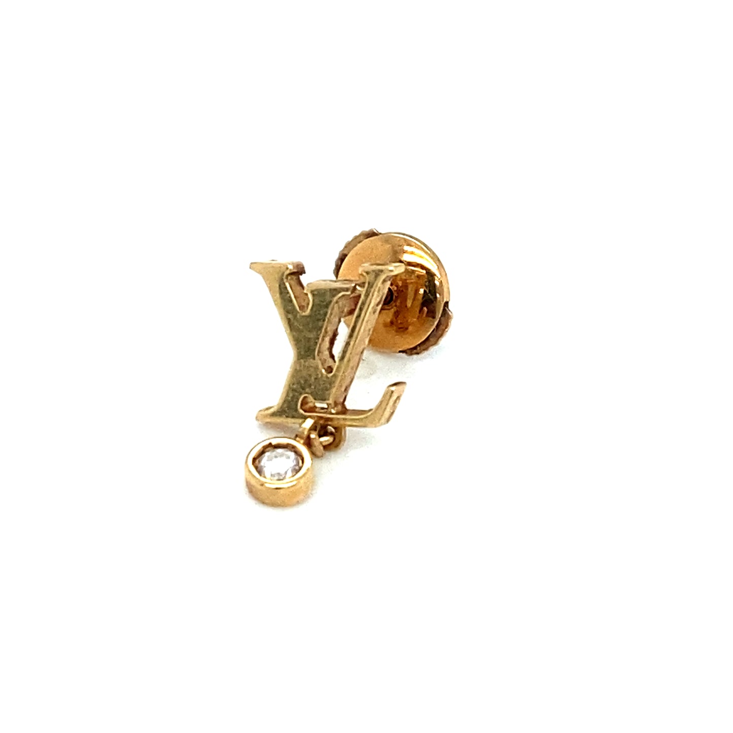 Circa 2000s LOUIS VUITTON Monogram Single Earring Stud with Diamond in 18k Gold