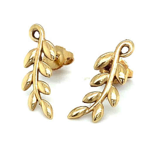 TIFFANY & CO. Paloma Picasso Olive Leaf Climber Earrings in 18K Gold