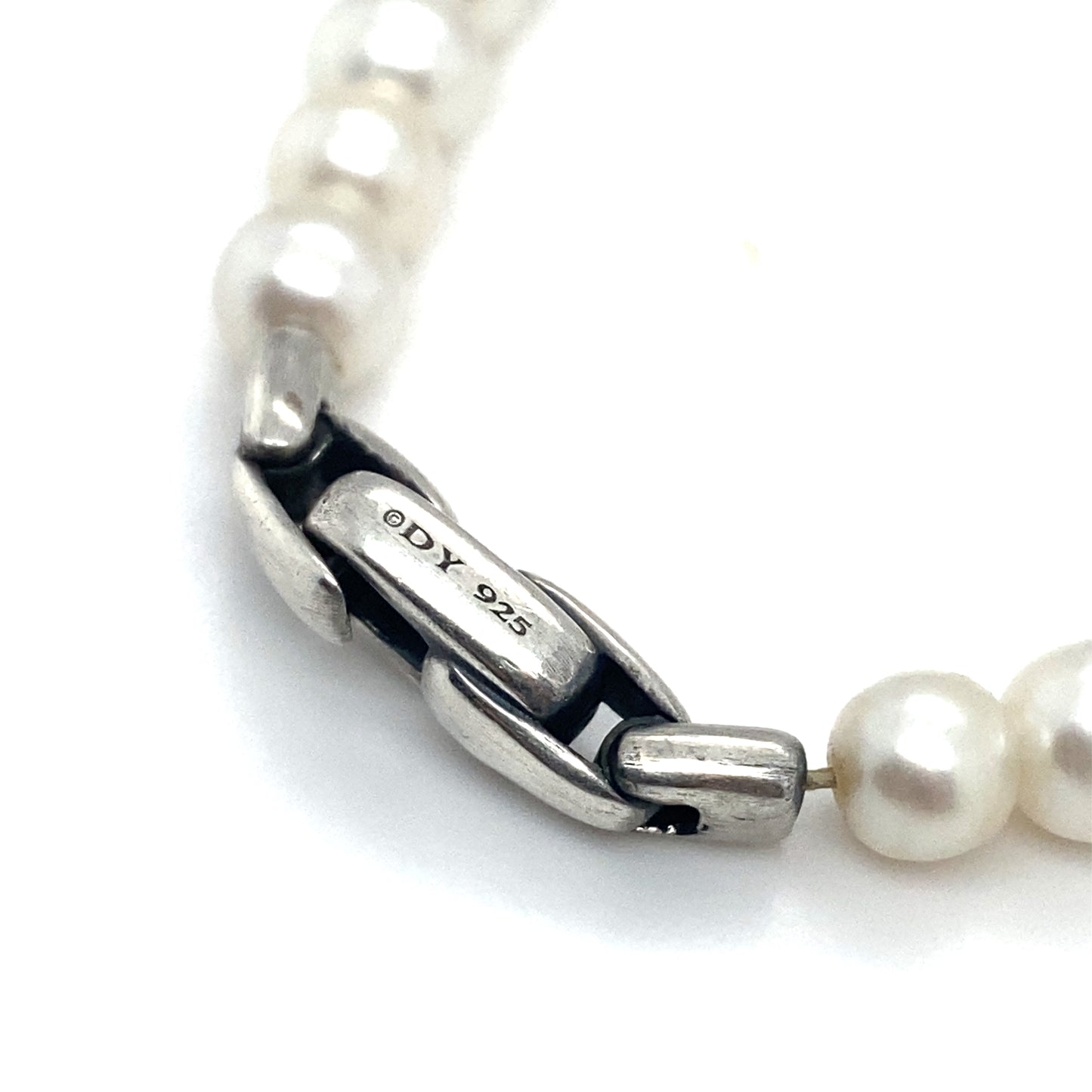 DAVID YURMAN Spiritual Beads Pearl and Black Diamond Bracelet with Silver Clasp
