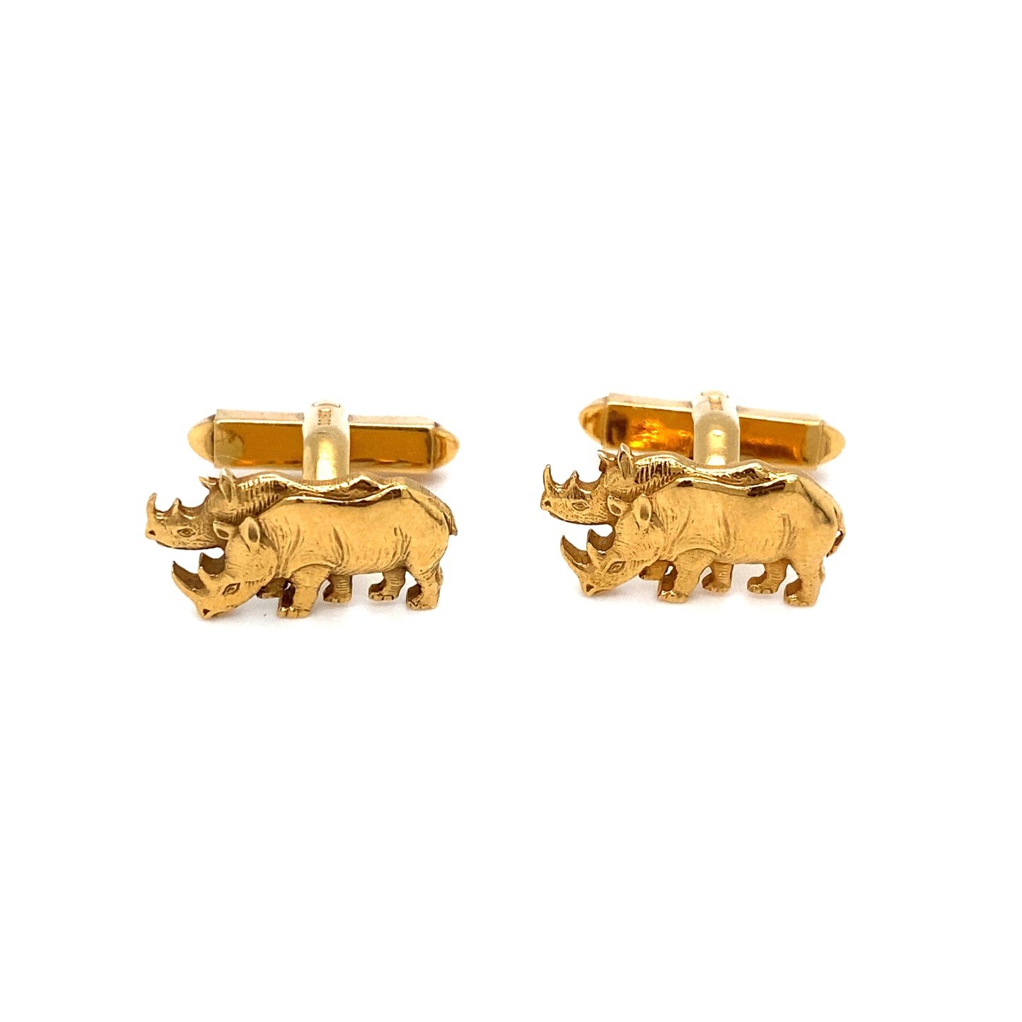 ASPREY LONDON Rhinoceros Cufflinks in 18K Gold