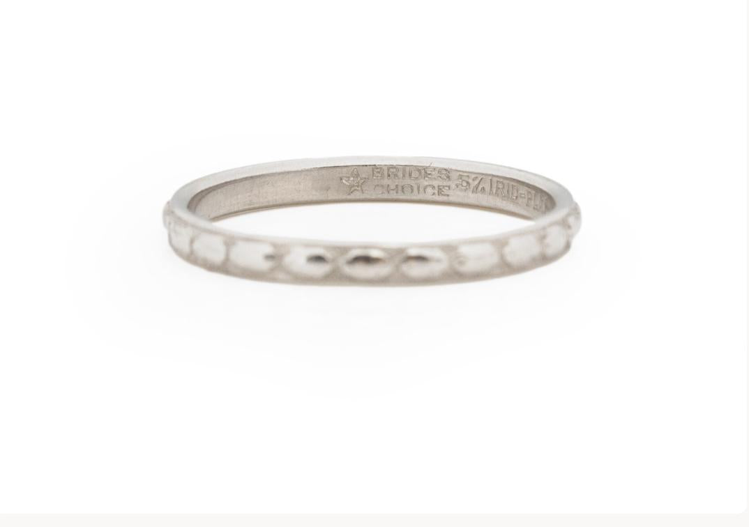 Circa 1920 Art Deco Platinum Wedding Band - VEG#1871