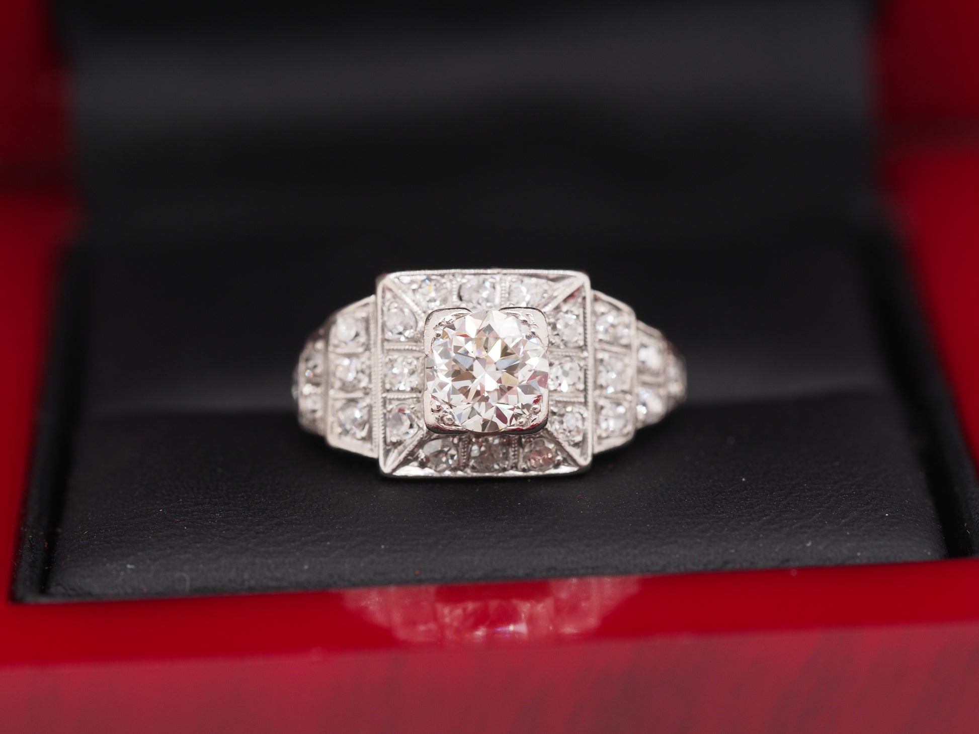 1920 Art Deco Platinum Diamond Engagement Ring