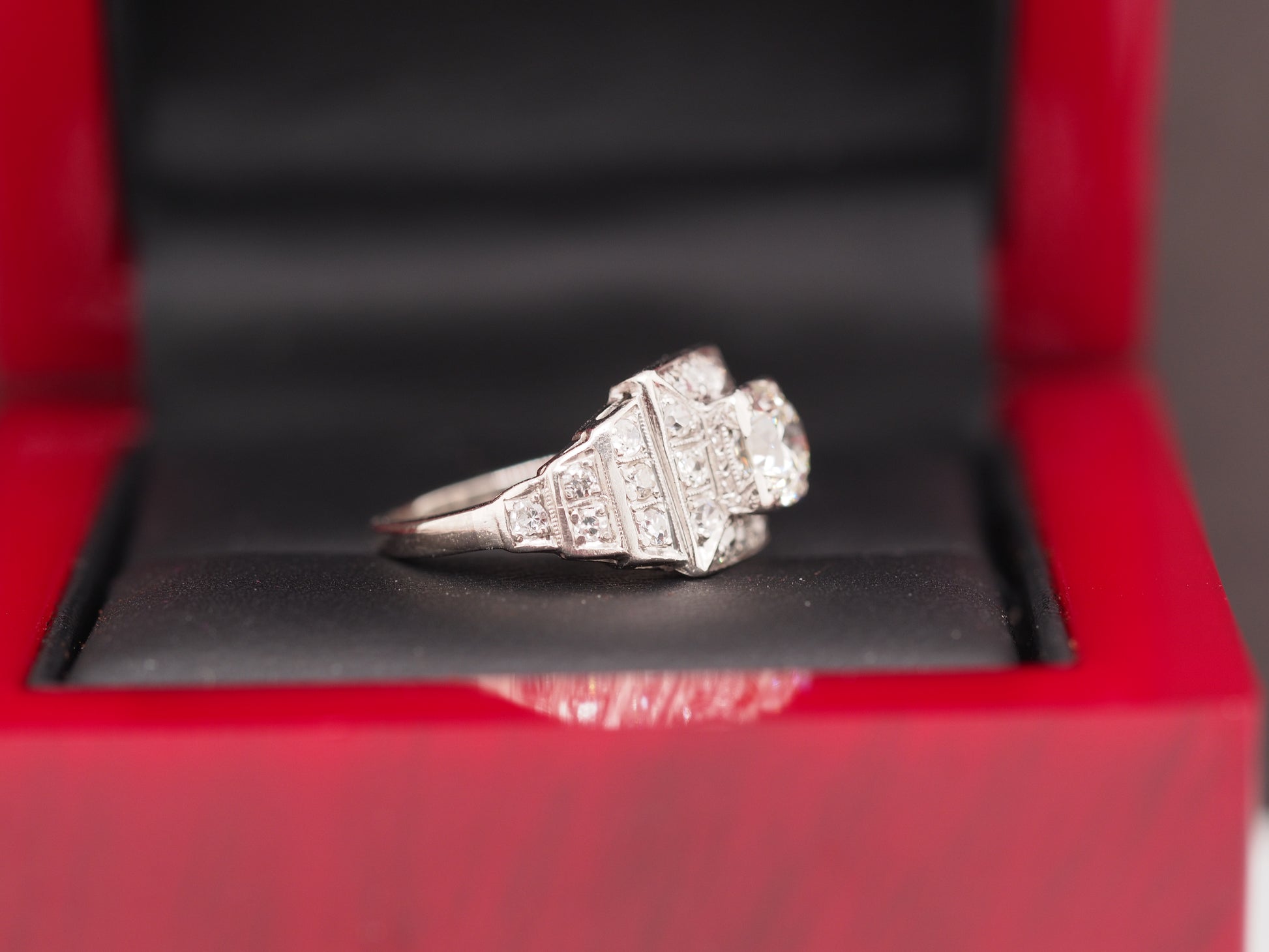 1920 Art Deco Platinum Diamond Engagement Ring