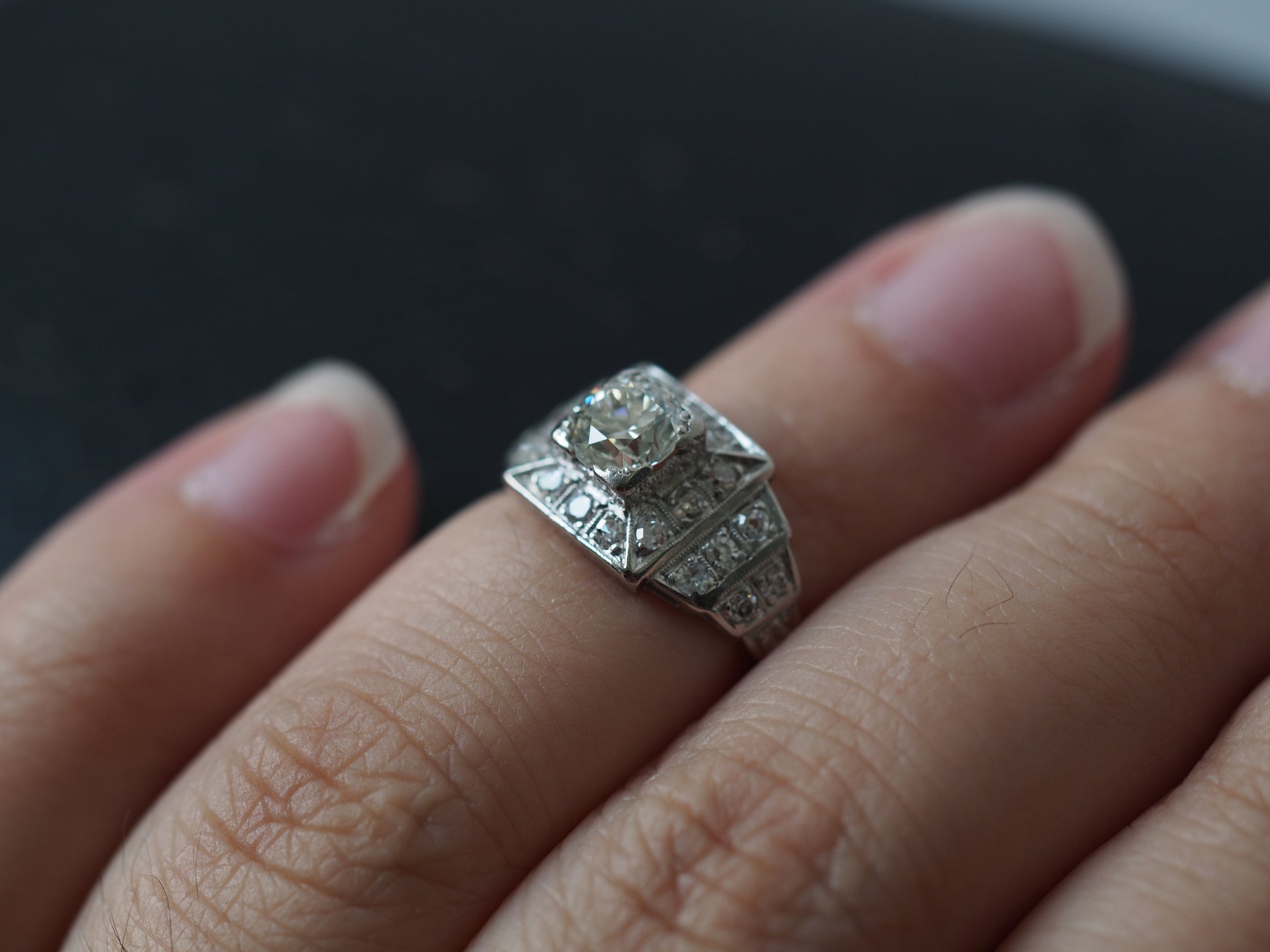 1920 Art Deco Platinum Diamond Engagement Ring