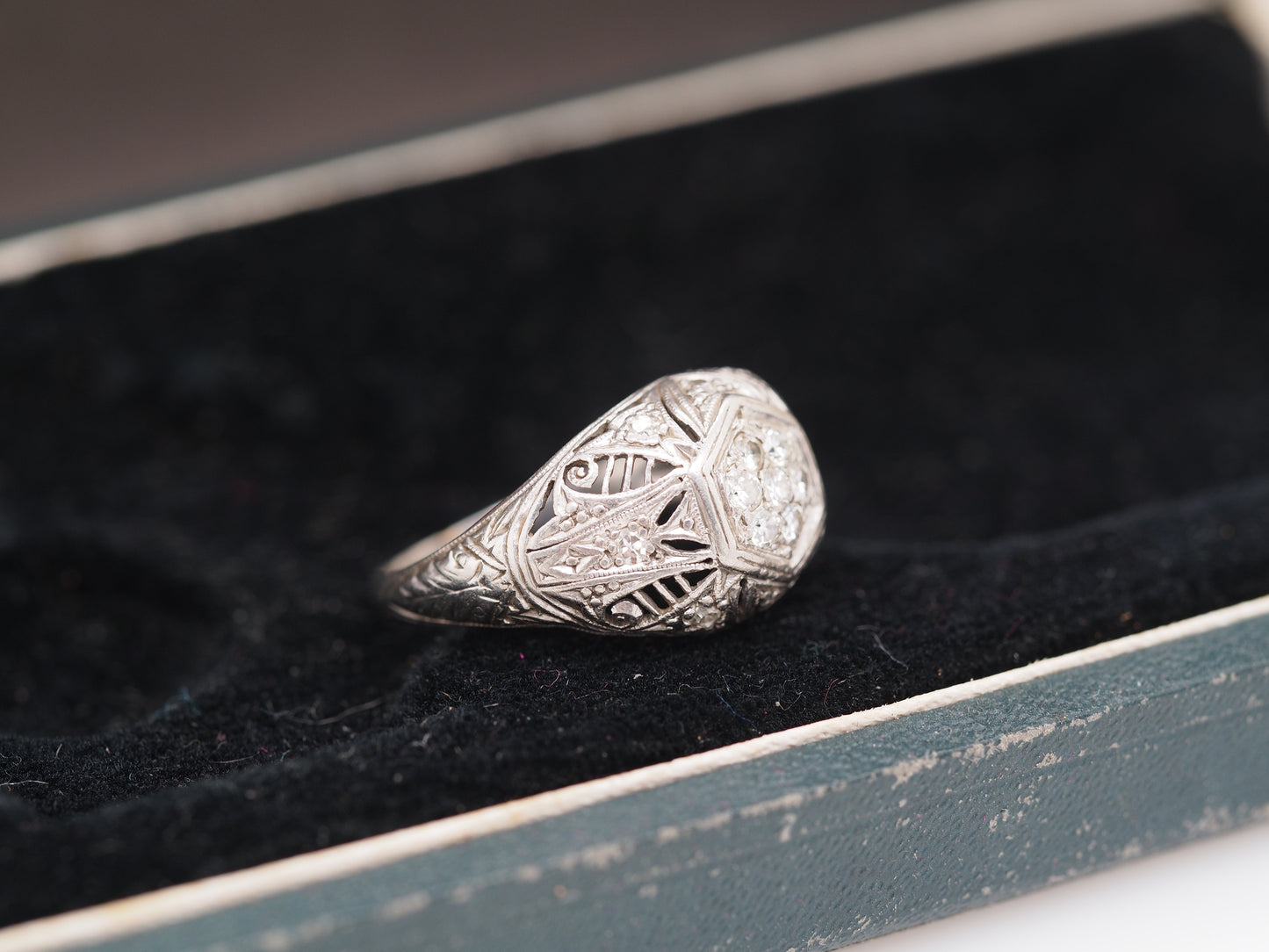 1920 Art Deco Platinum Diamond Engagement Ring