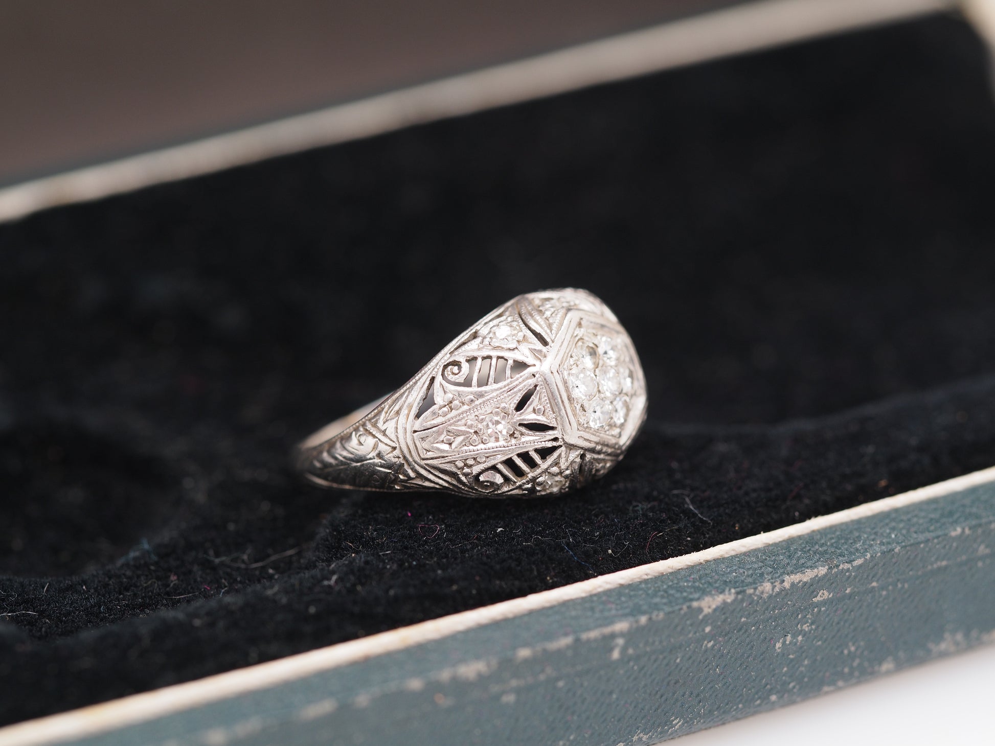 1920 Art Deco Platinum Diamond Engagement Ring