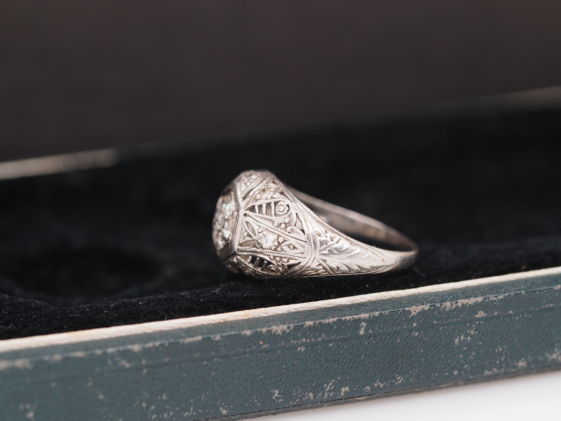 1920 Art Deco Platinum Diamond Engagement Ring