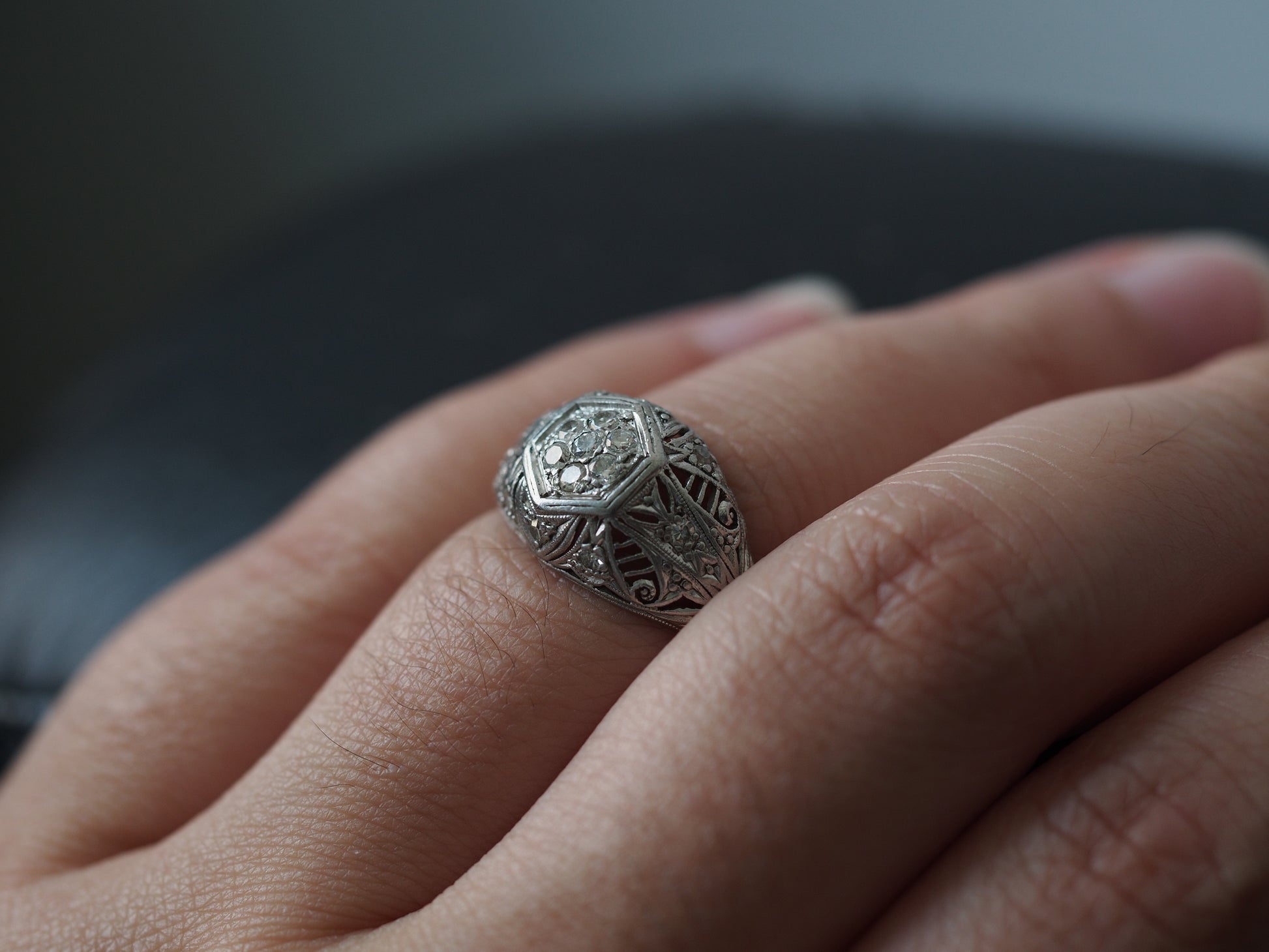 1920 Art Deco Platinum Diamond Engagement Ring