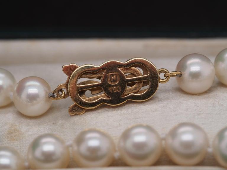 18K MIKIMOTO Yellow Gold Pearl Bracelet with Ribbon Clasp - VHK#7