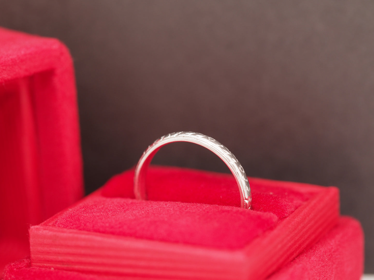 1920 Art Deco Platinum Engraved Wedding Band