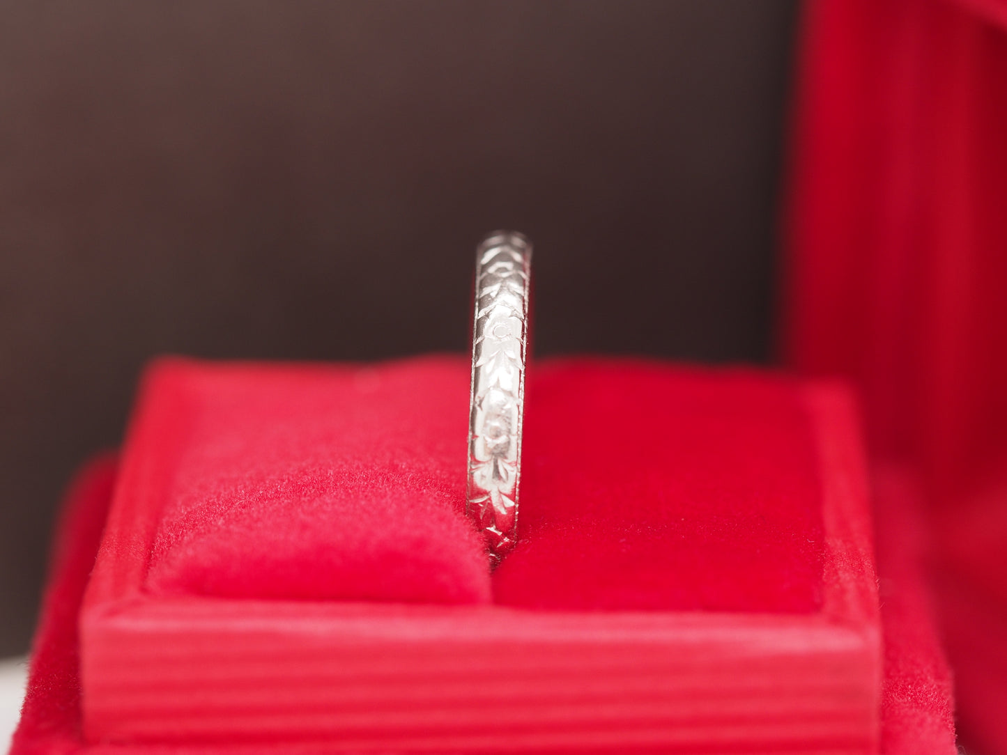 1920 Art Deco Platinum Engraved Wedding Band