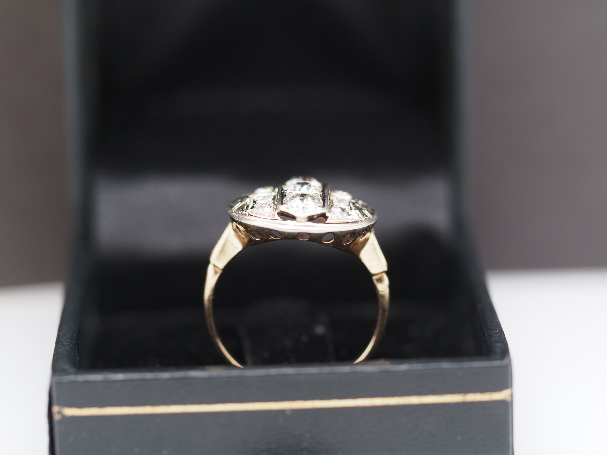 1920 14K Yellow Gold 1.25cttw Diamond Engagement Ring