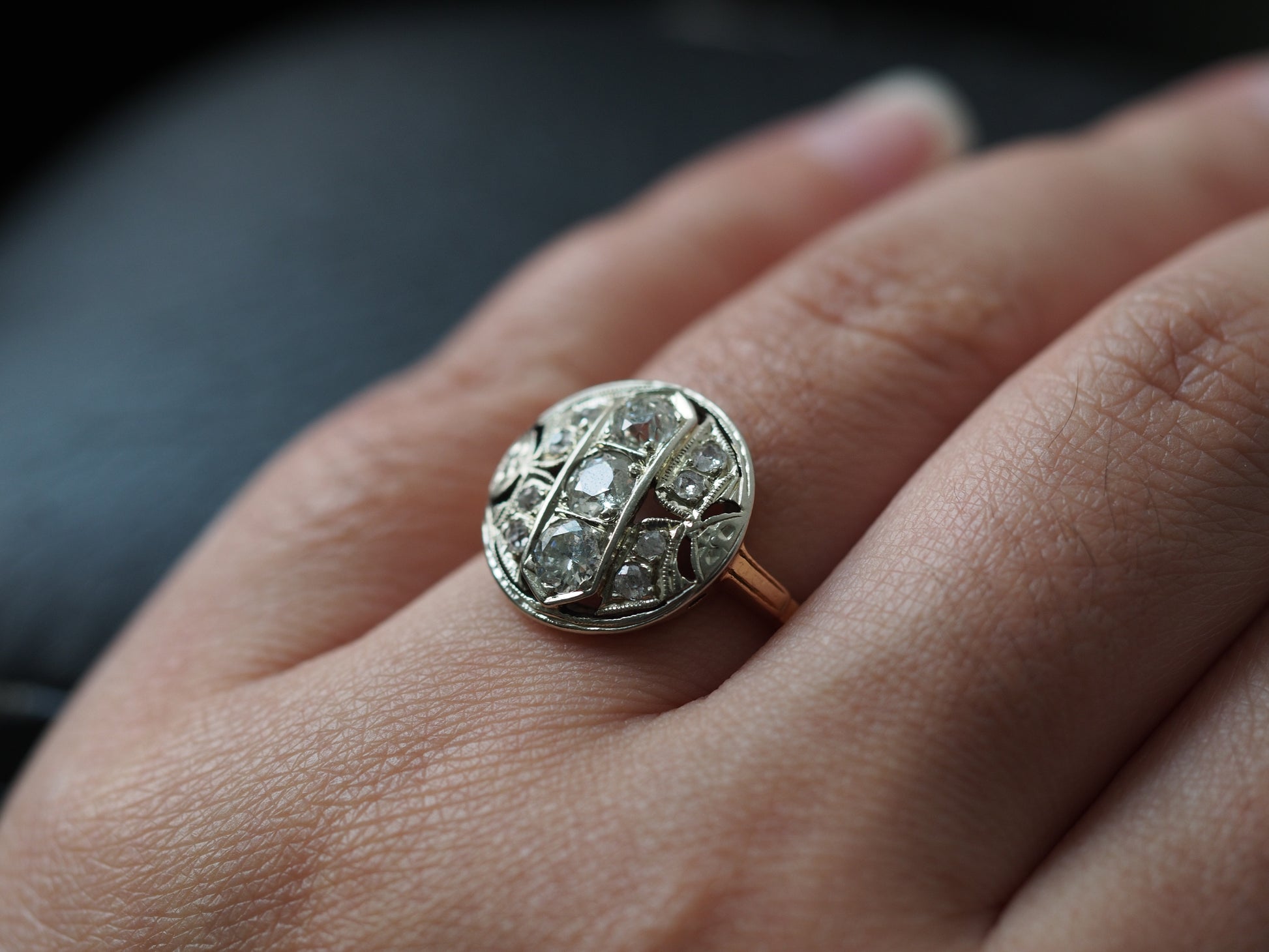 1920 14K Yellow Gold 1.25cttw Diamond Engagement Ring