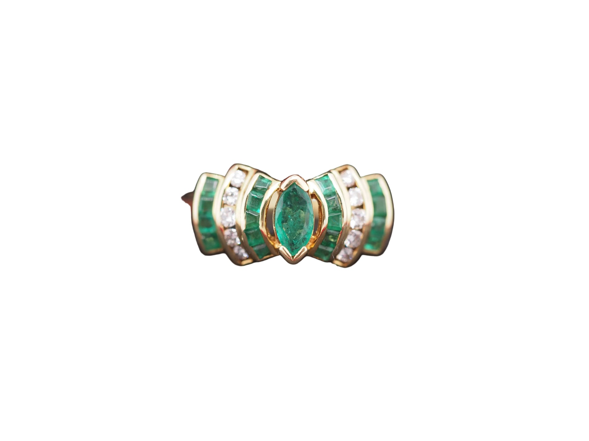 LEVIAN 18K Yellow Gold Emerald .25cttw Diamond Engagement Ring